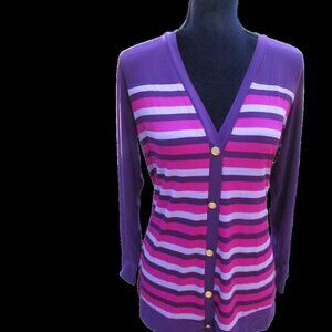 Womens Multicolor Striped Cardigan
